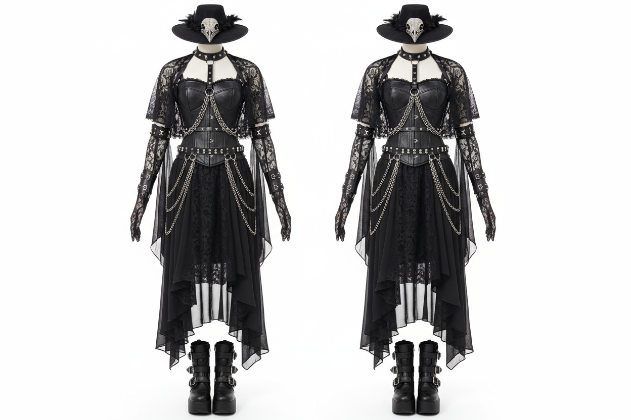 a goth outfits on pure white backround